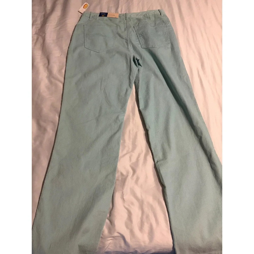 Talbots Womens‎ Mint Blue Stretch Corduroy Boot Leg Pants Size 12 NWT Trousers